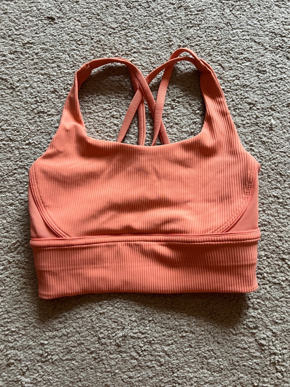 lululemon athletica Ribbed Cross-Back Sports Bra - Coral Orange